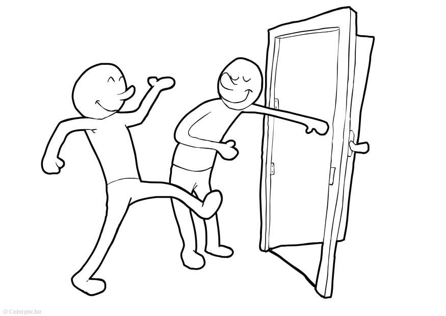 Dibujo para colorear mantener la puerta abierta