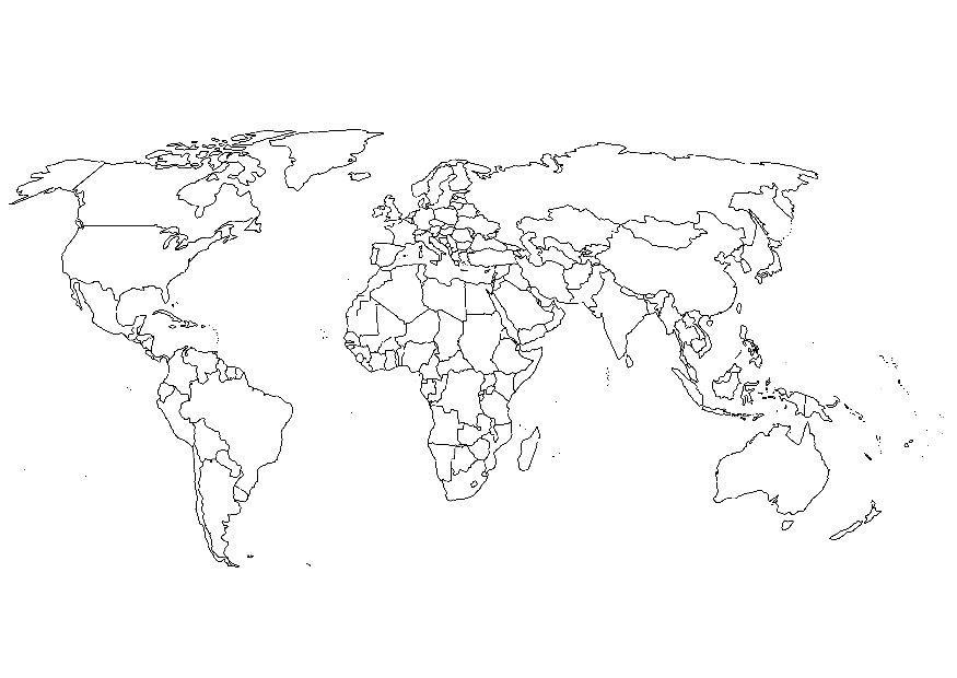 Dibujo para colorear mapa del mundo