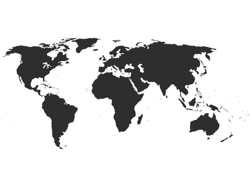 Dibujo para colorear mapa del mundo sin fronteras