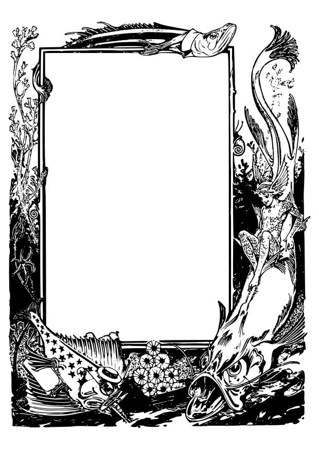Dibujo para colorear marco de fantasA­a de animales del mar