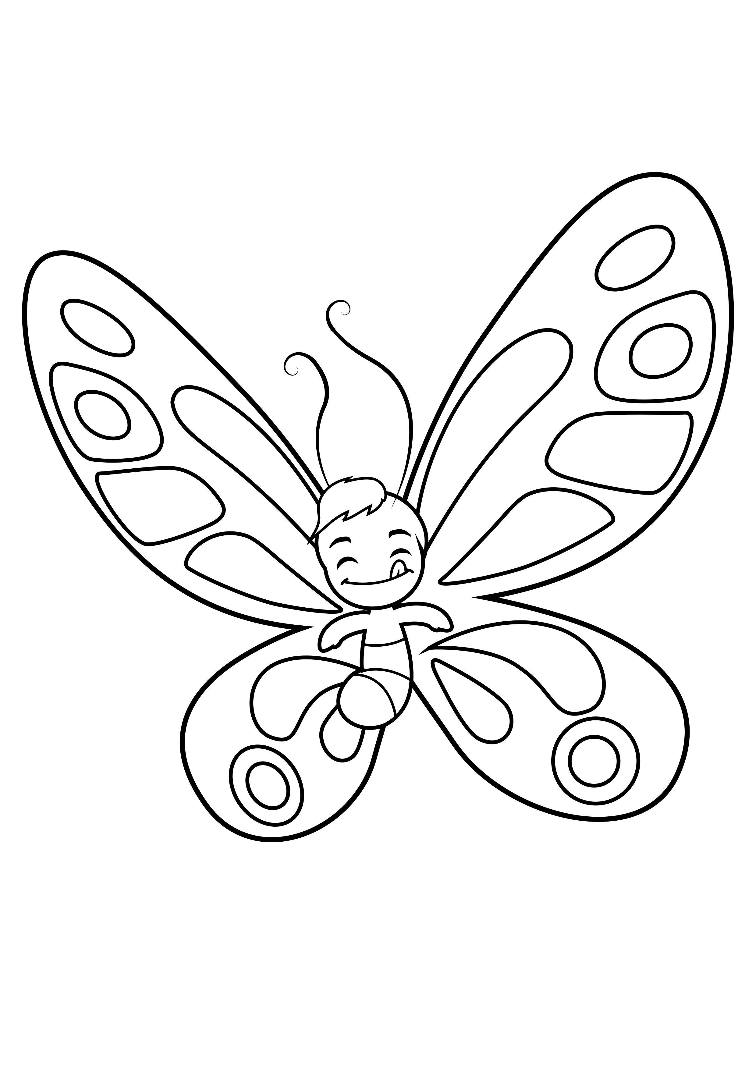 Dibujo para colorear mariposa ha comido