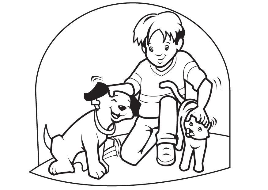 Dibujo para colorear mascotas perro y gato