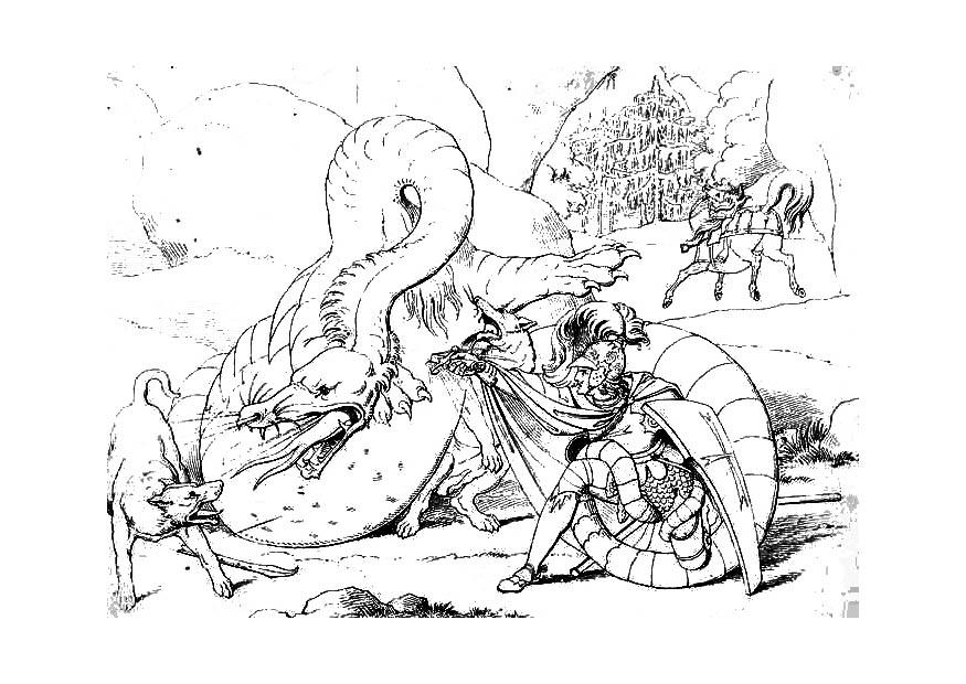 Dibujo para colorear matador de dragones
