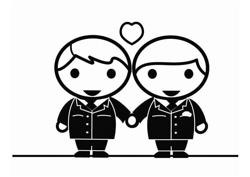 Dibujo para colorear matrimonio homosexual entre hombres - holebi