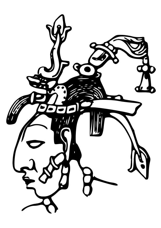 Dibujo para colorear  maya - pacal