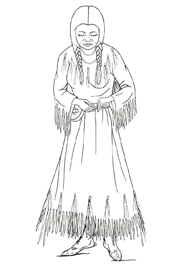 Dibujo para colorear mujer nez perce