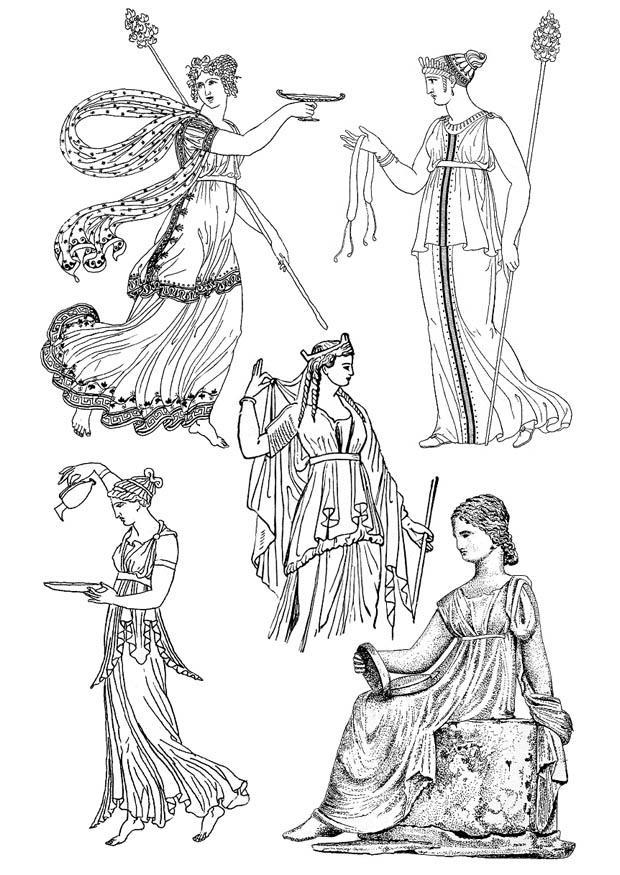 Dibujo para colorear mujeres griegas