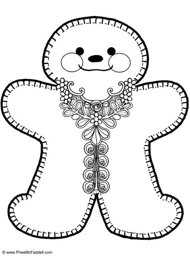 Dibujo para colorear muneco de galleta