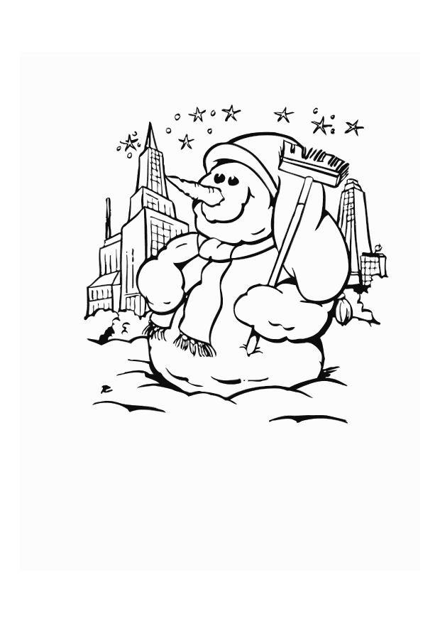 Dibujo para colorear muneco de nieve
