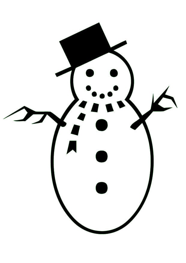Dibujo para colorear muneco de nieve