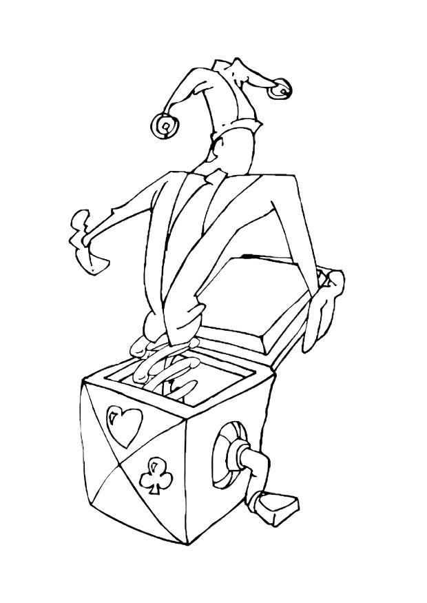 Dibujo para colorear muneco saliendo de la caja
