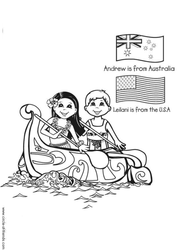 Dibujo para colorear navergar con canoa