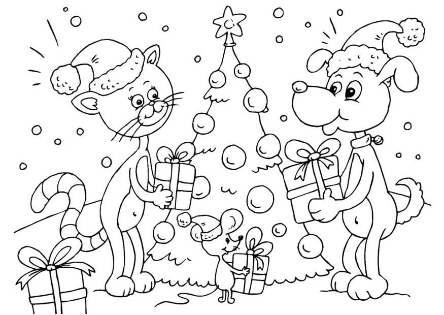 Dibujo para colorear navidad para animales