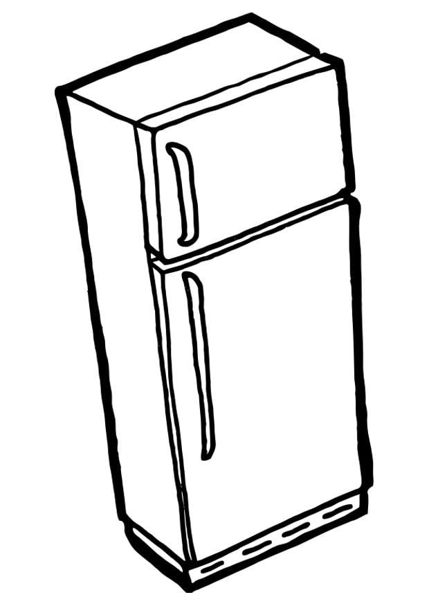 Dibujo para colorear nevera con congelador