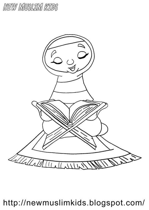 Dibujo para colorear nina musulmana