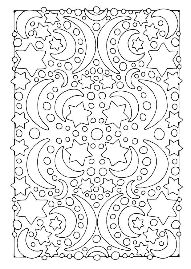 Dibujo para colorear noche - luna y estrellas