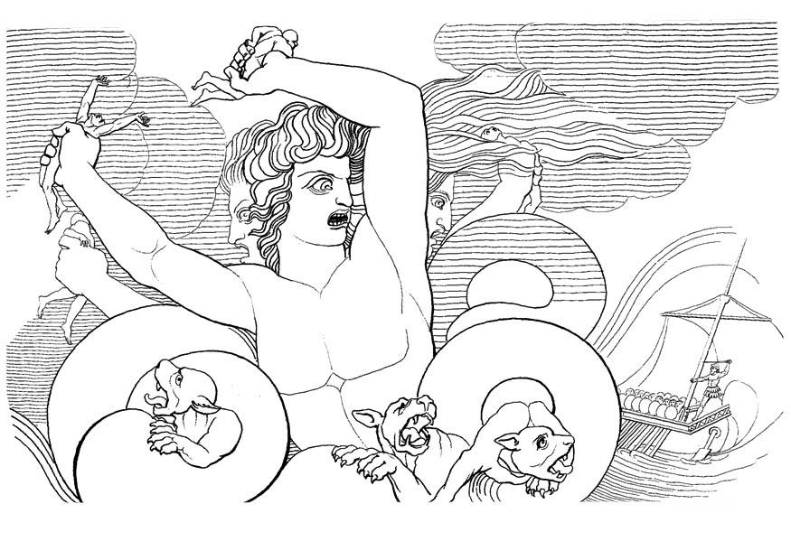 Dibujo para colorear odisea - scylla
