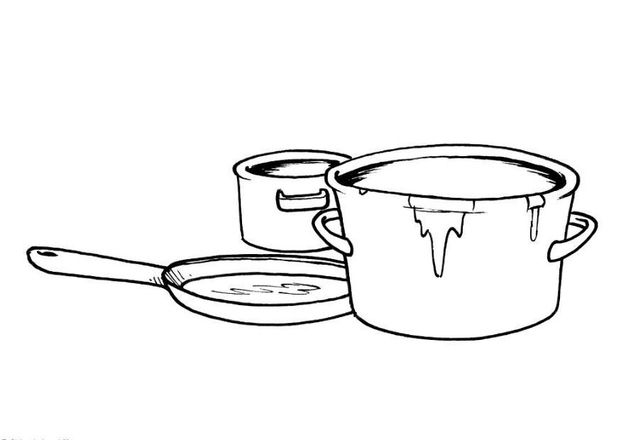 Dibujo para colorear ollas y sartA©n