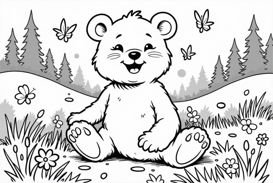 Dibujo para colorear oso feliz