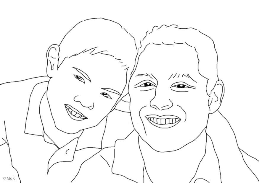 Dibujo para colorear padre e hijo