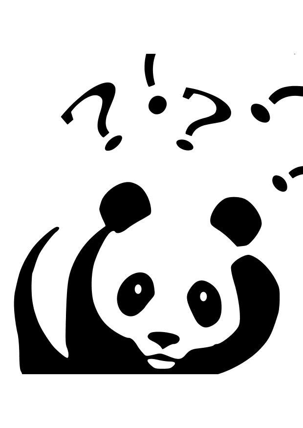 Dibujo para colorear panda haciendo preguntas