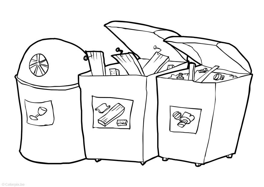 Dibujo para colorear parque de contenedores