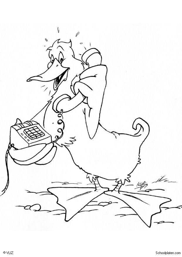 Dibujo para colorear pato con telA©fono