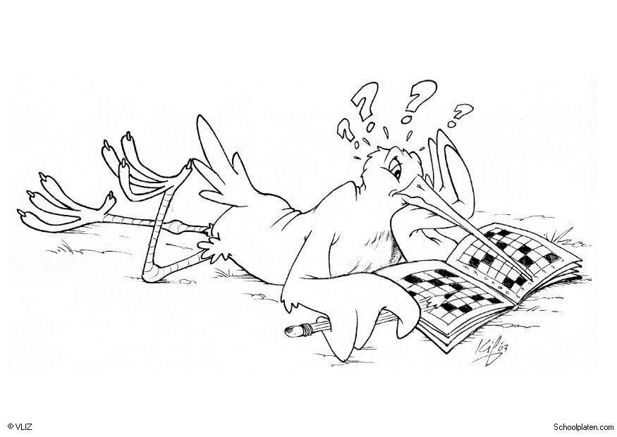 Dibujo para colorear pA¡jaro con crucigrama