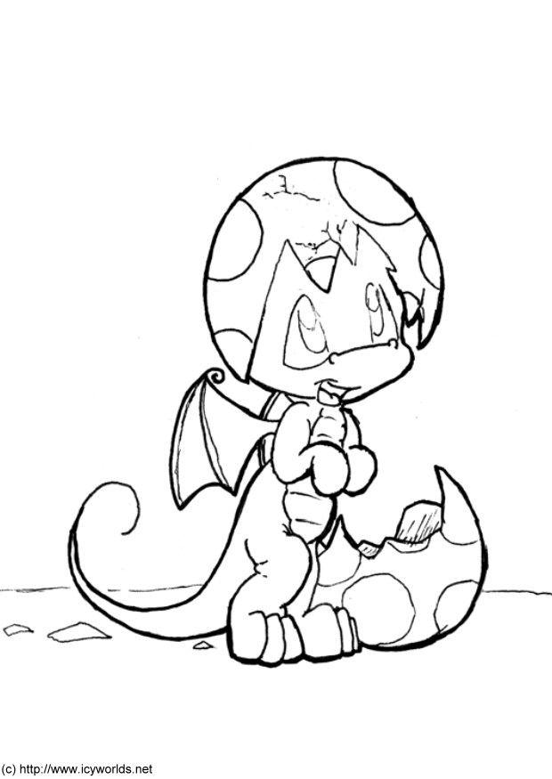 Dibujo para colorear pequeno dragA³n