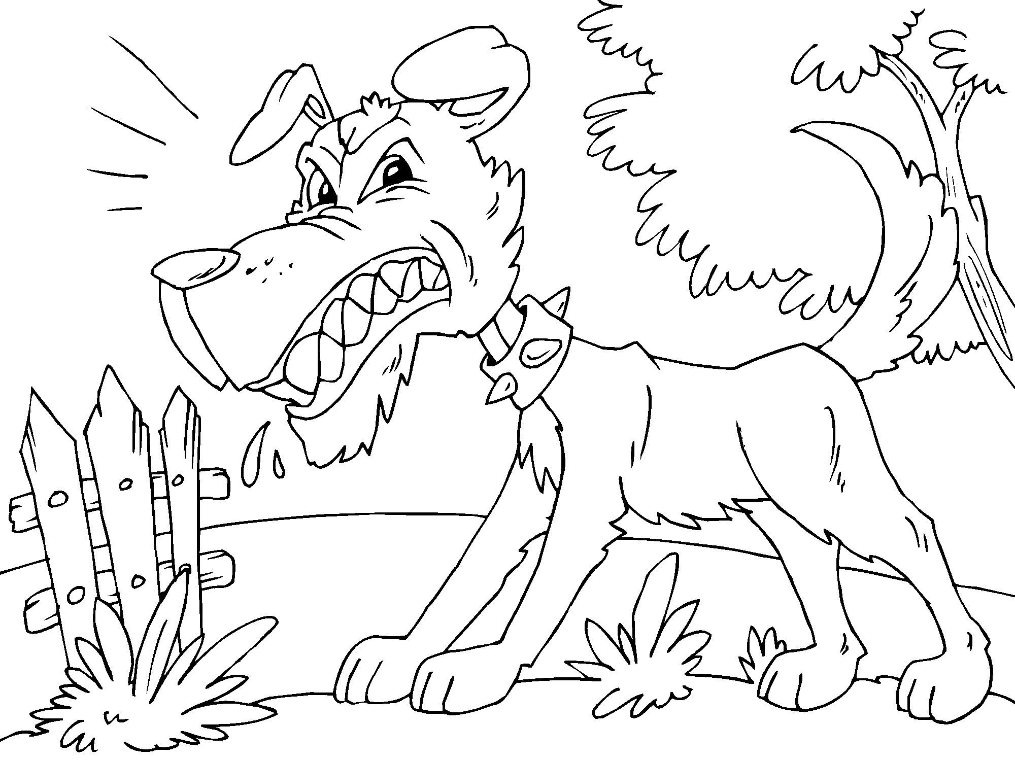 Dibujo para colorear perro enfadado