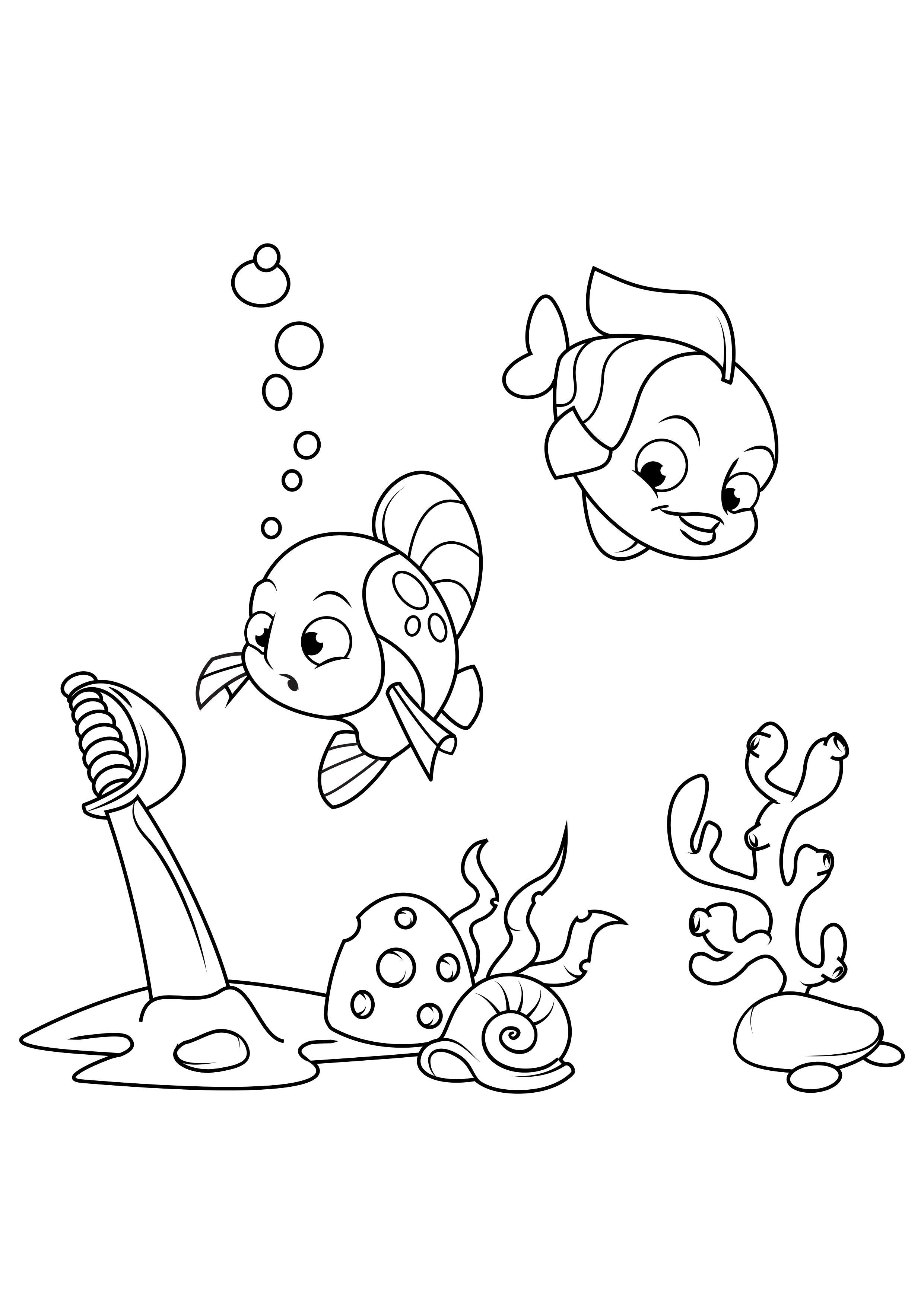 Dibujo para colorear pez con espada