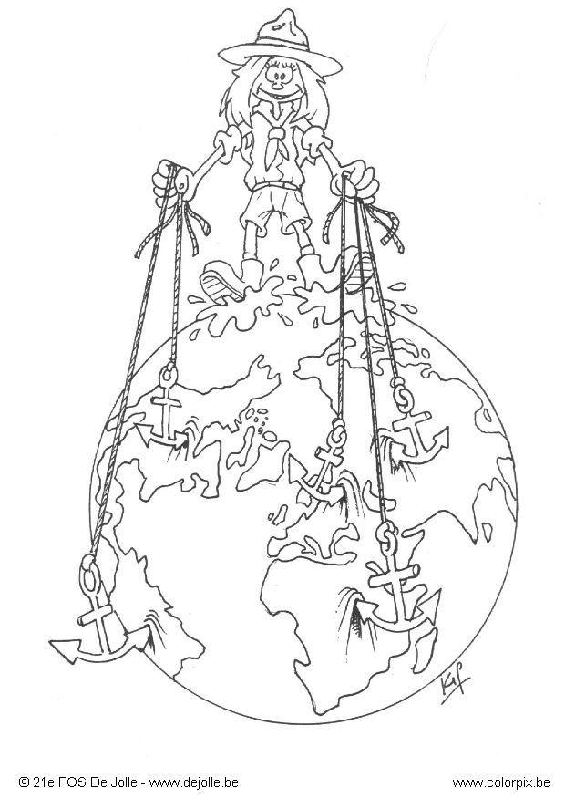 Dibujo para colorear por el mundo entero