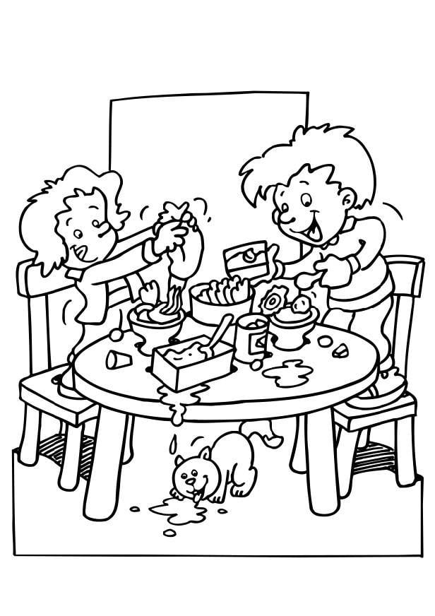 Dibujo para colorear preparar comida