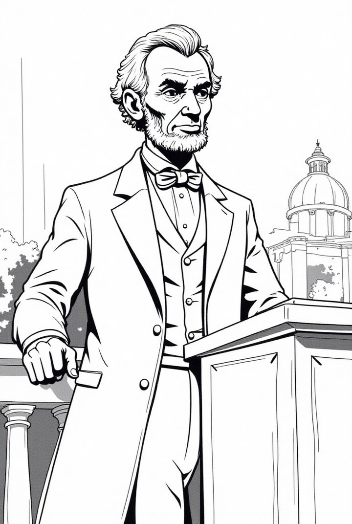 Dibujo para colorear presidente abraham lincoln