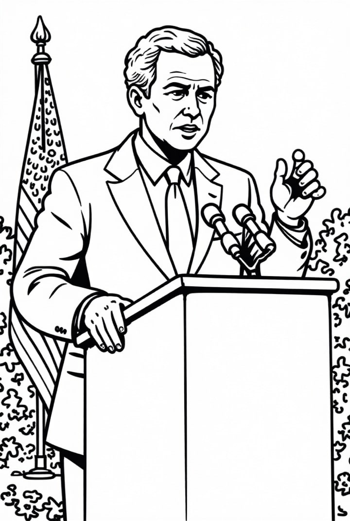 Dibujo para colorear presidente george w. bush