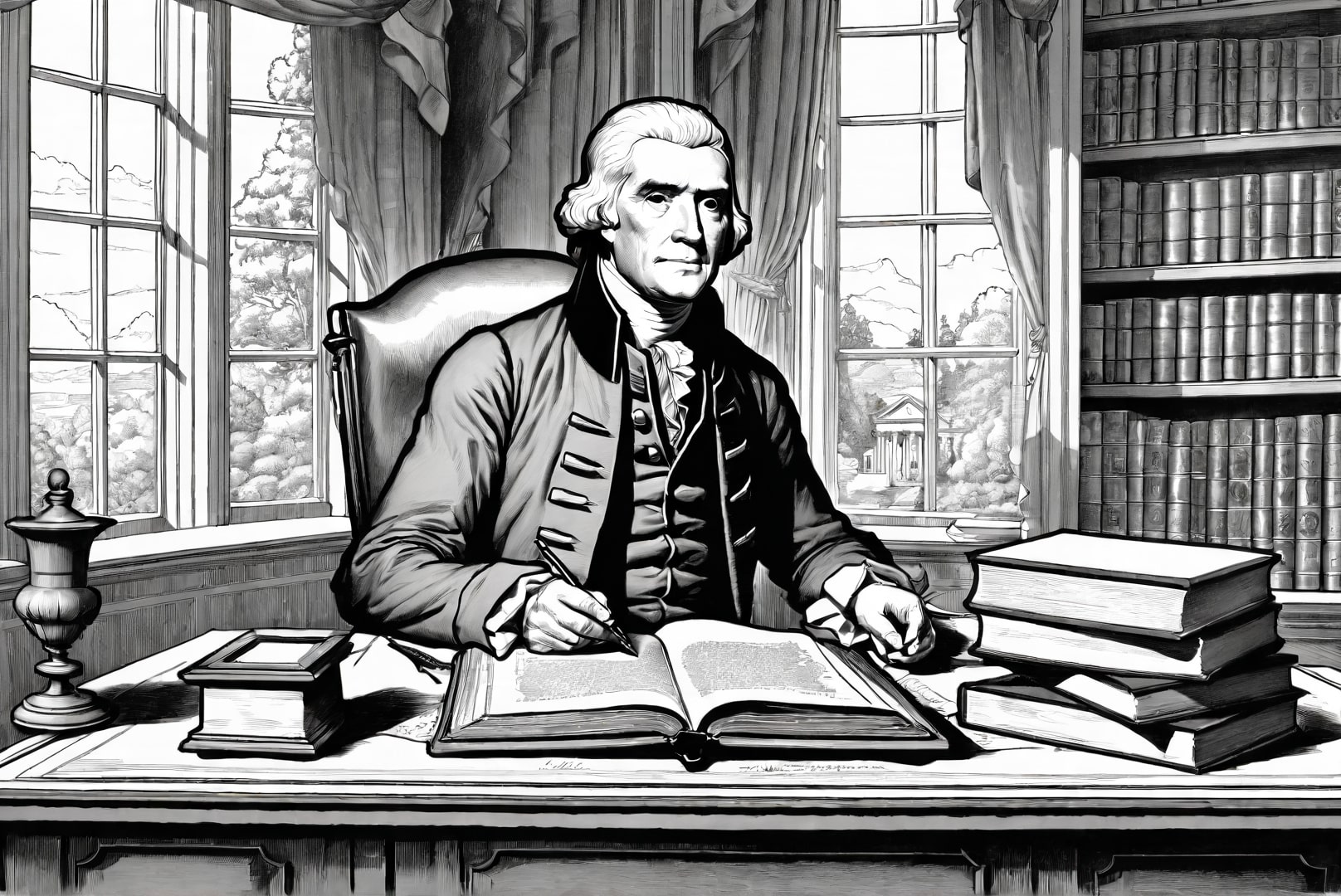 Dibujo para colorear presidente thomas jefferson