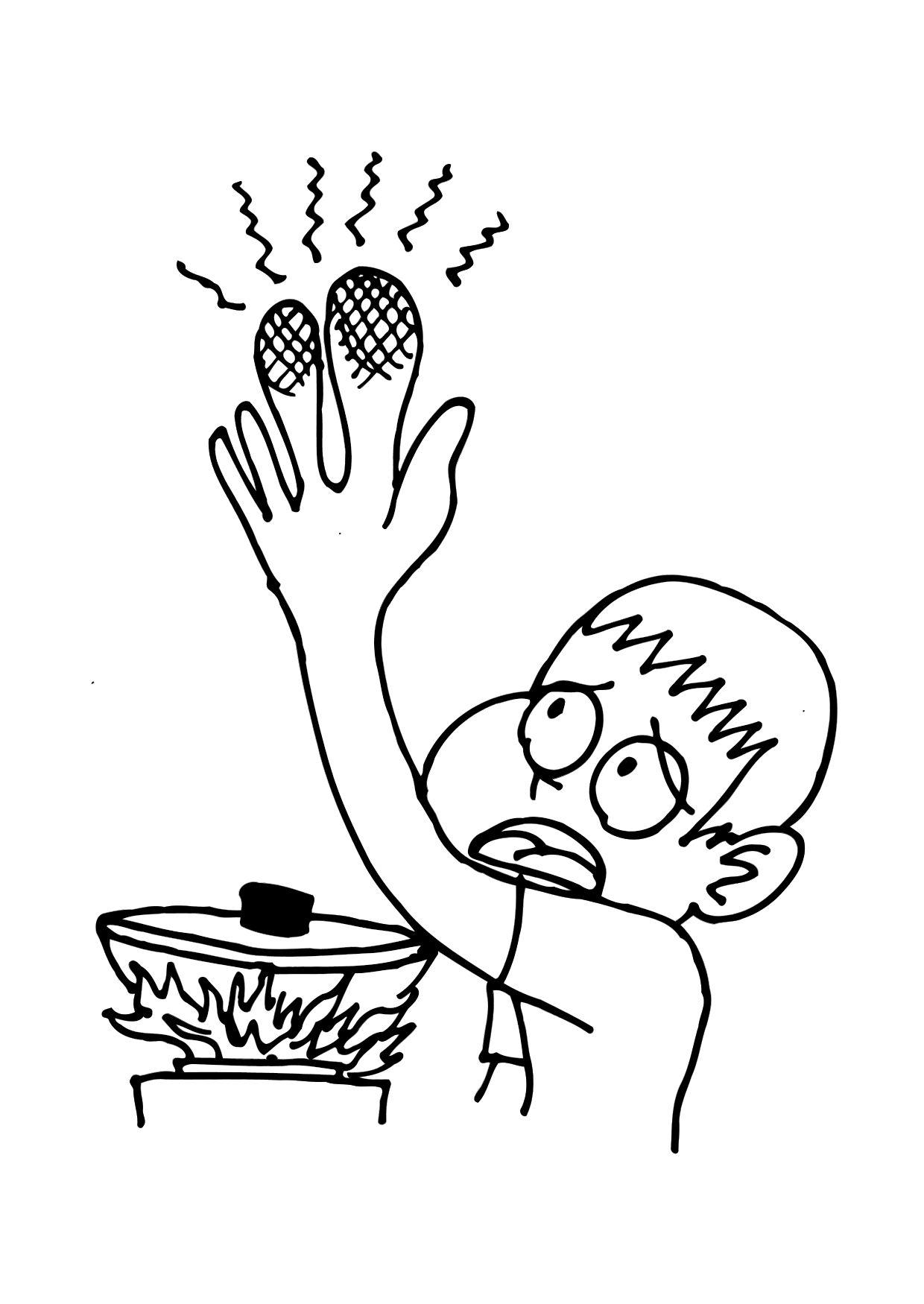 Dibujo para colorear quemadura