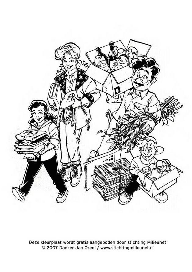 Dibujo para colorear reciclaje de residuos