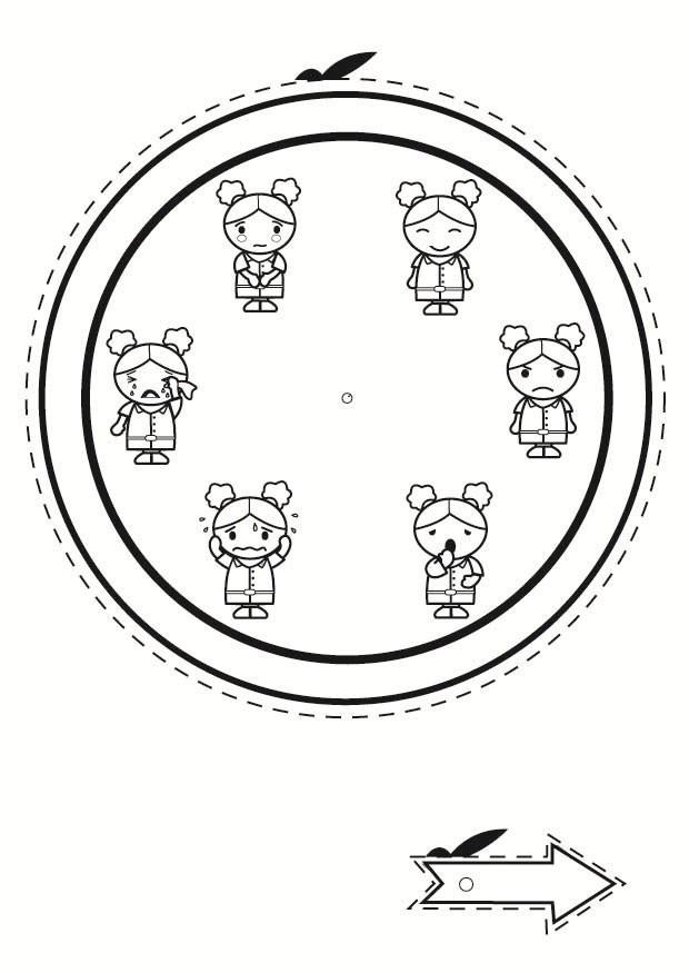 Dibujo para colorear reloj de las emociones