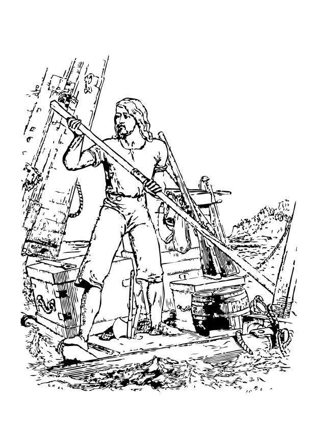 Dibujo para colorear robinson crusoe - remando