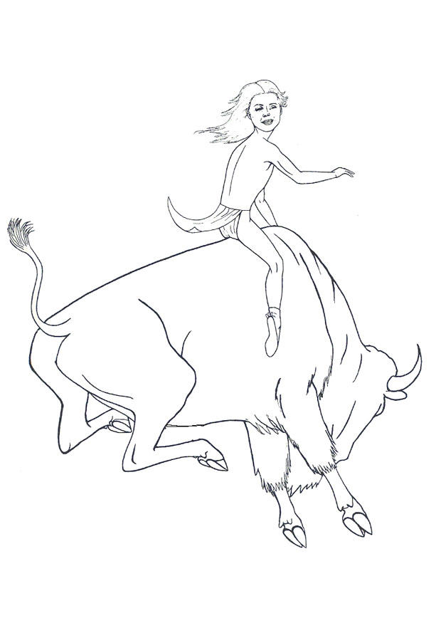 Dibujo para colorear rodeo con bisonte