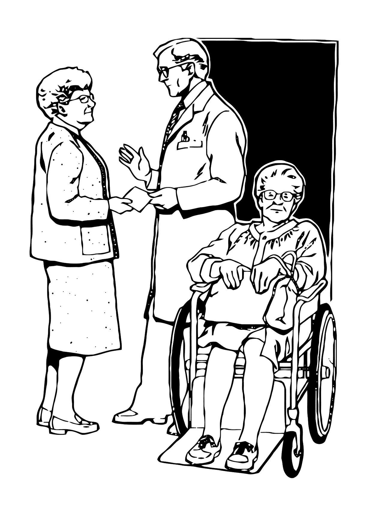 Dibujo para colorear saliendo del hospital