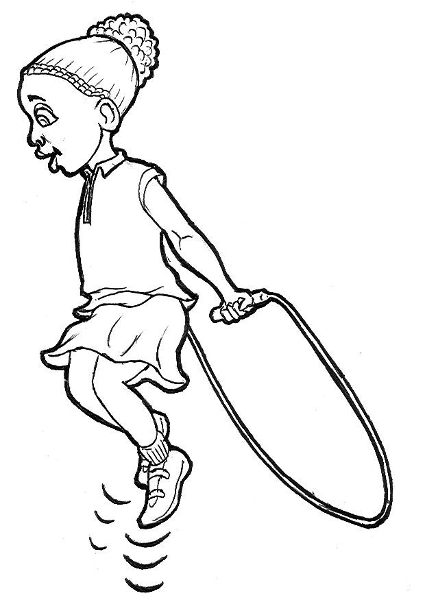 Dibujo para colorear saltando a la comba
