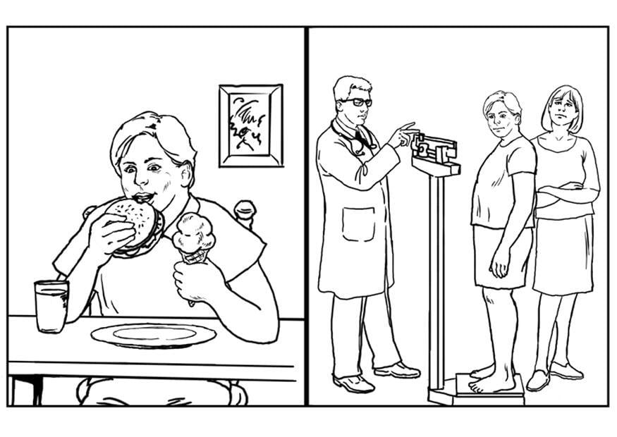 Dibujo para colorear salud, alimentaciA³n
