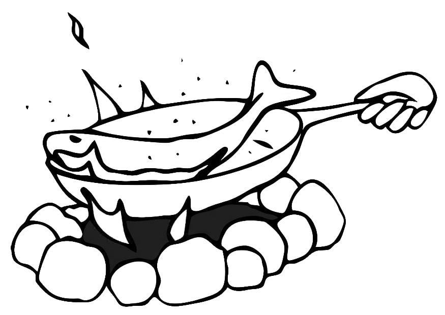 Dibujo para colorear sartA©n - pescado frito