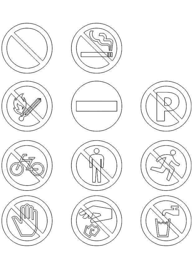 Dibujo para colorear senales de prohibiciA³n