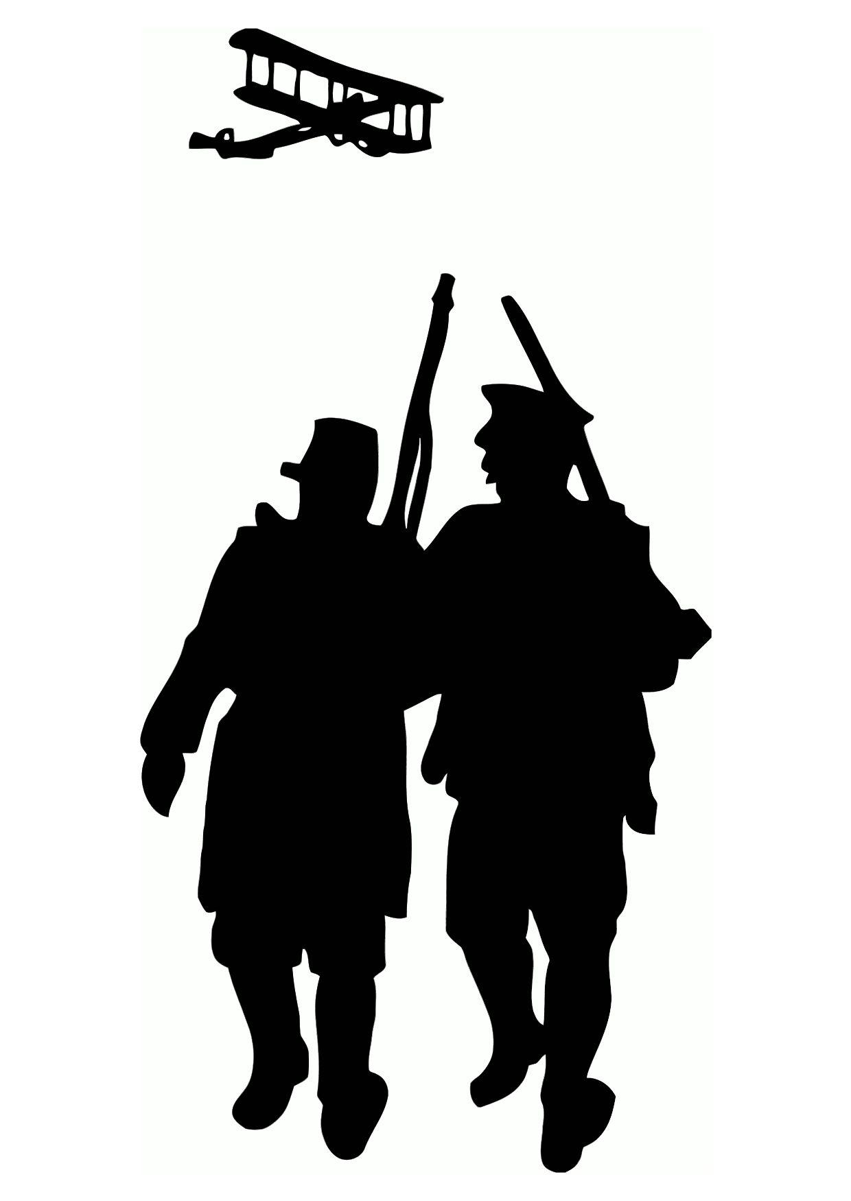 Dibujo para colorear silueta de la primera guerra mundial