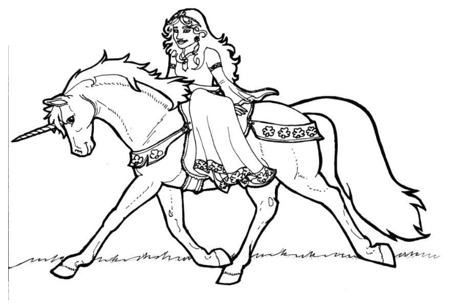 Dibujo para colorear sirena  de shamrock en unicornio