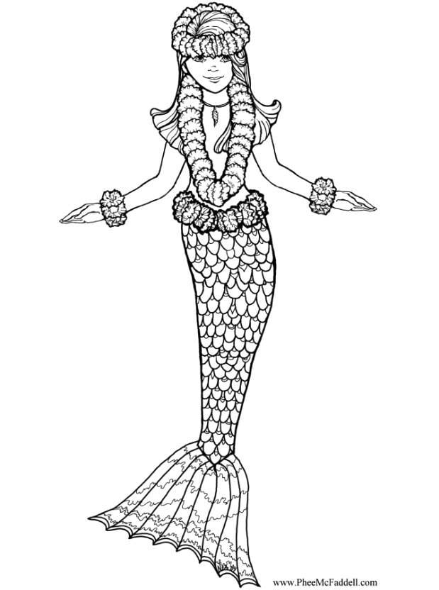 Dibujo para colorear sirena