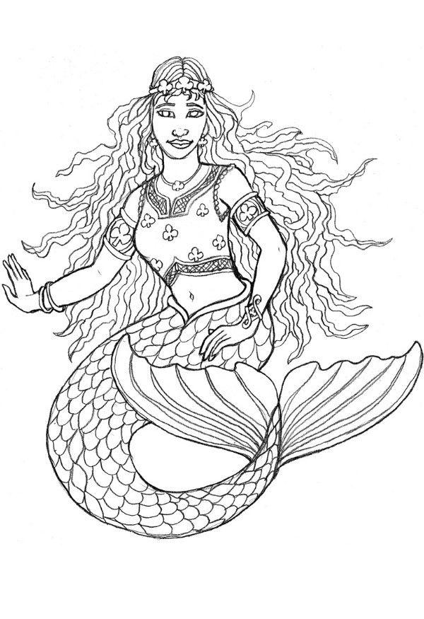 Dibujo para colorear sirena de shamrock